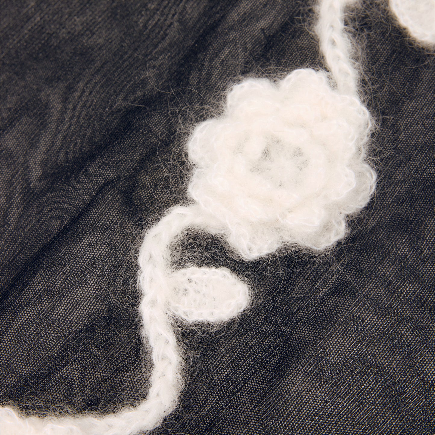 GANNI Sheer Flower Crochet Turtleneck (Black)