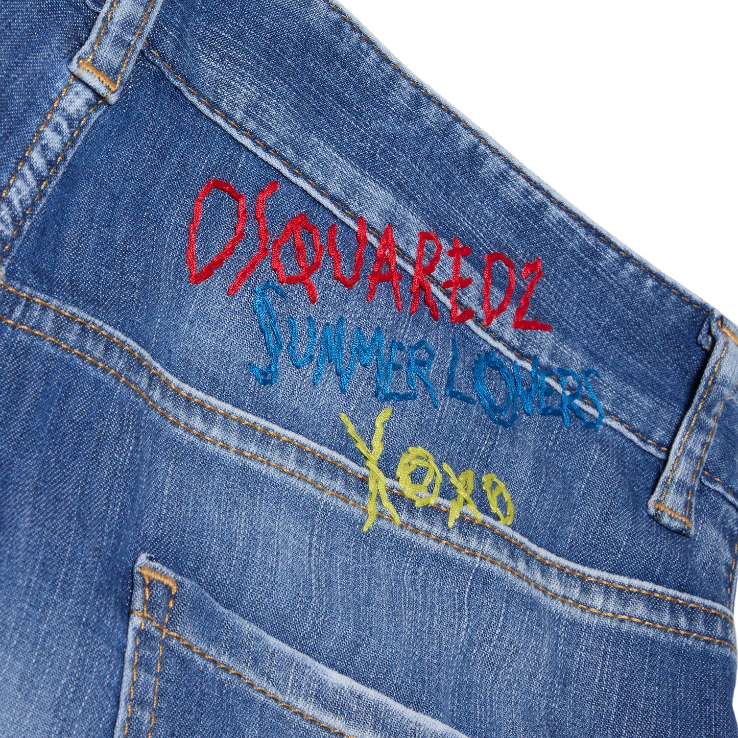 Dsquared2 Summer Lovers Stretch Denim Baggy Short (Navy Blue)