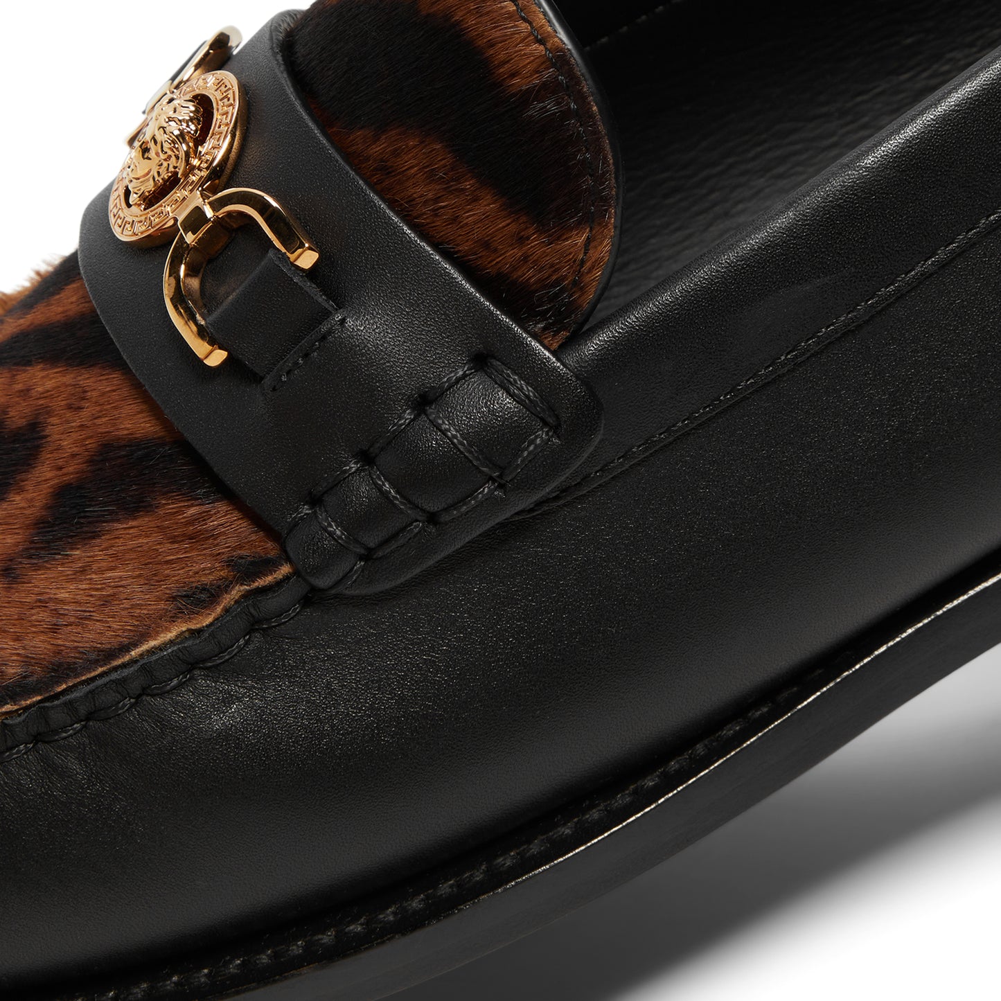 Versace Medusa '95 Leopard Print Loafers (Black/Brown/Versace Gold)