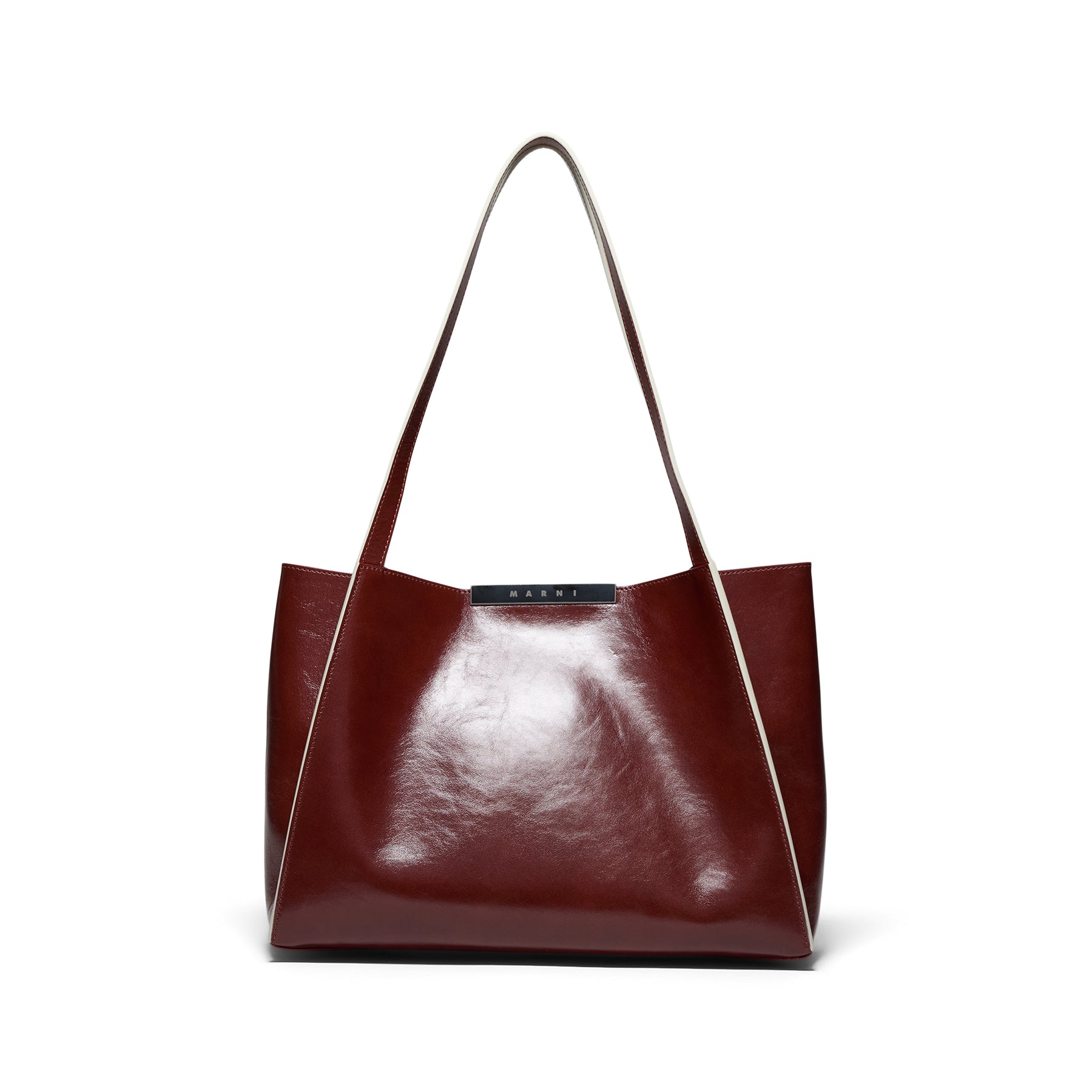 Beige leather Museo Soft tote bag with Marni Mending | Marni