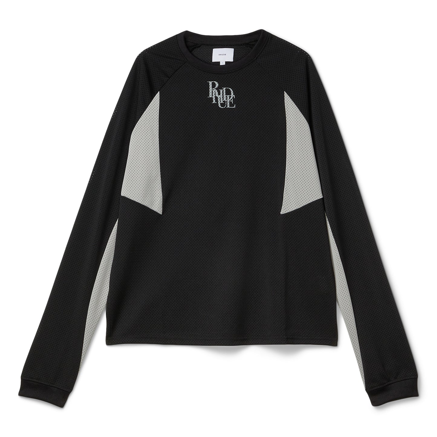 Rhude Mesh Moto Long Sleeve Shirt (Black/Grey)