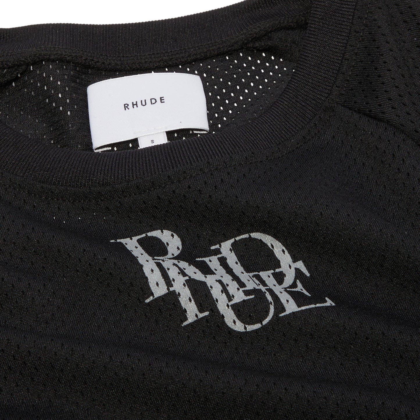 Rhude Mesh Moto Long Sleeve Shirt (Black/Grey)