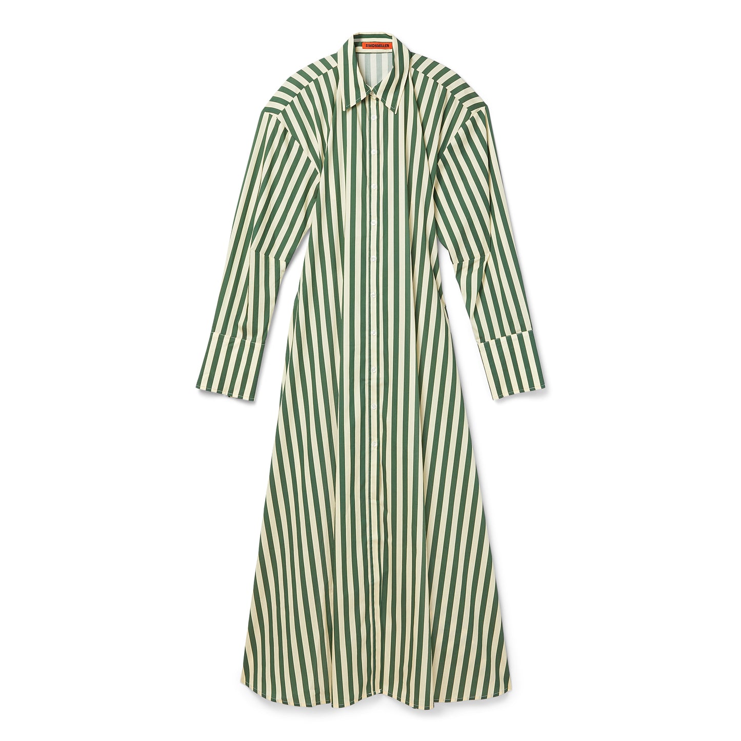 Simon Miller Loch Poplin Maxi Dress (Gummy Green/Ecru)