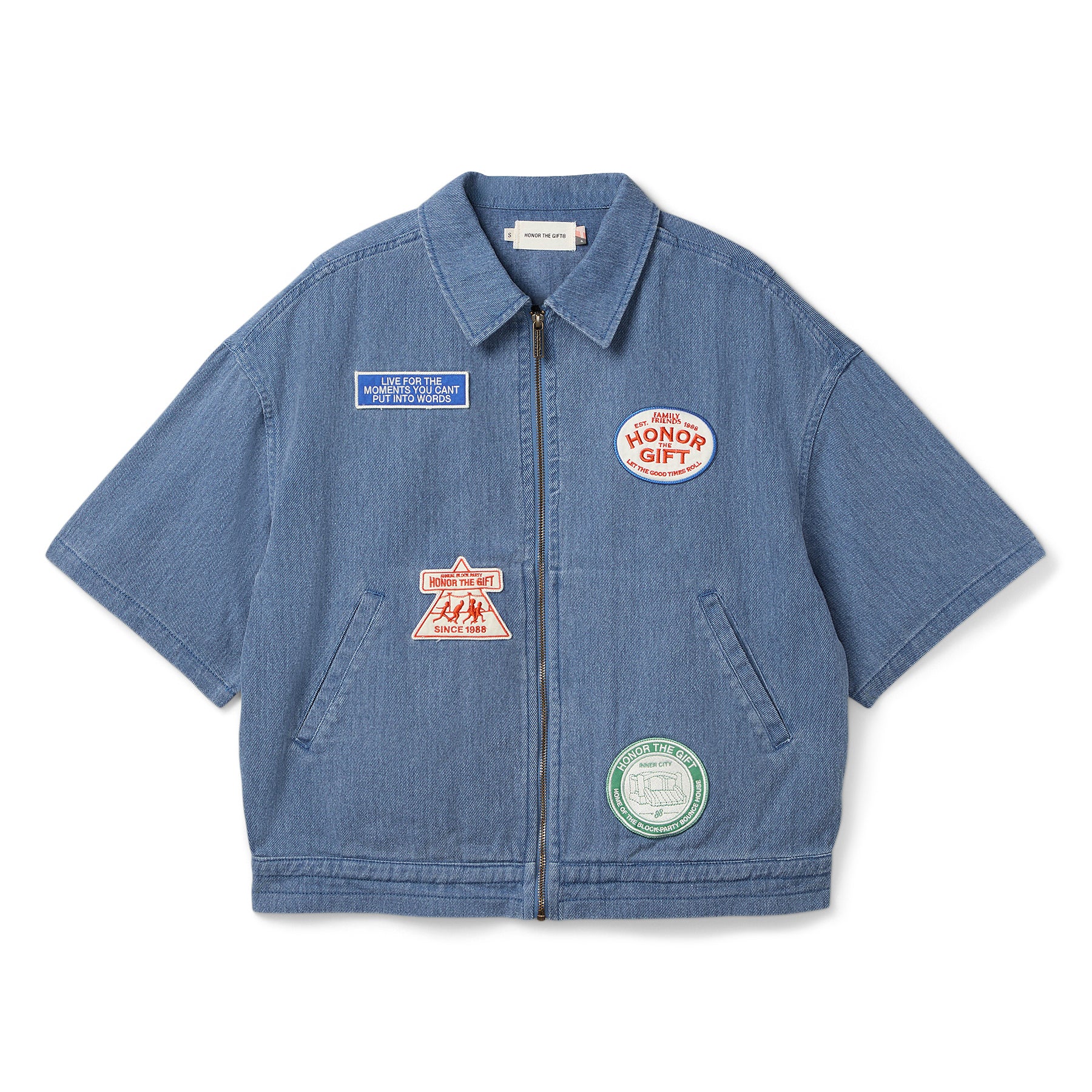 Tシャツ・カットソー HUECLOSET  CUBIC RIBBON T-SHIRT Honor The Gift Twill Full Zip Shirt (Blue) – CNCPTS