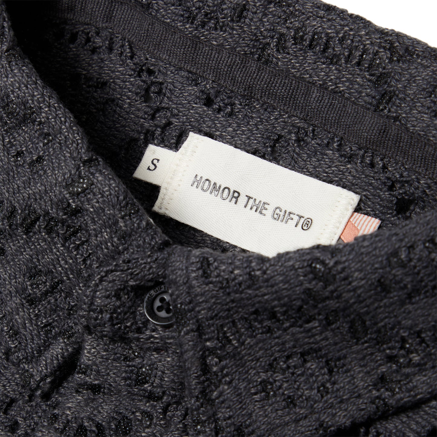 Honor The Gift Crochet Button Up Shirt (Black)