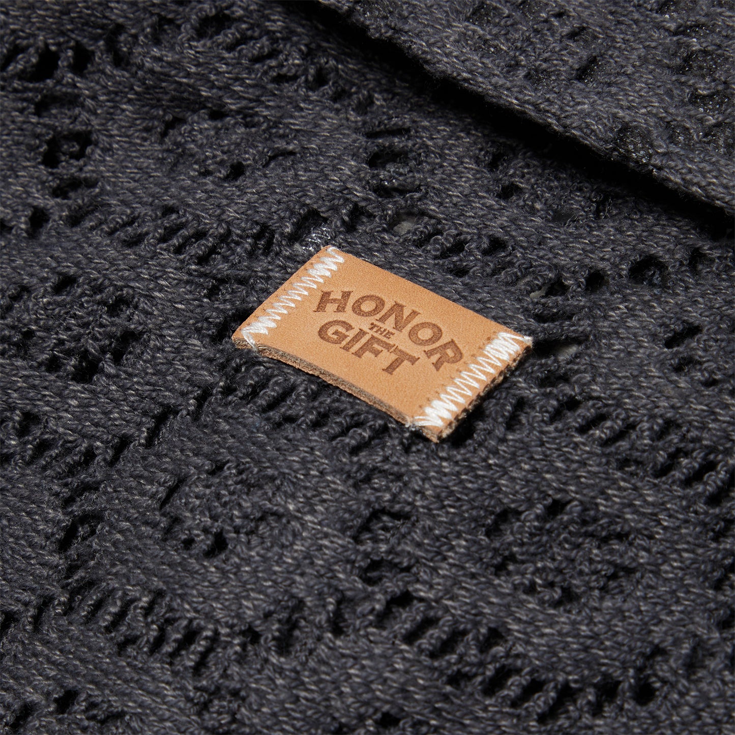 Honor The Gift Crochet Button Up Shirt (Black)