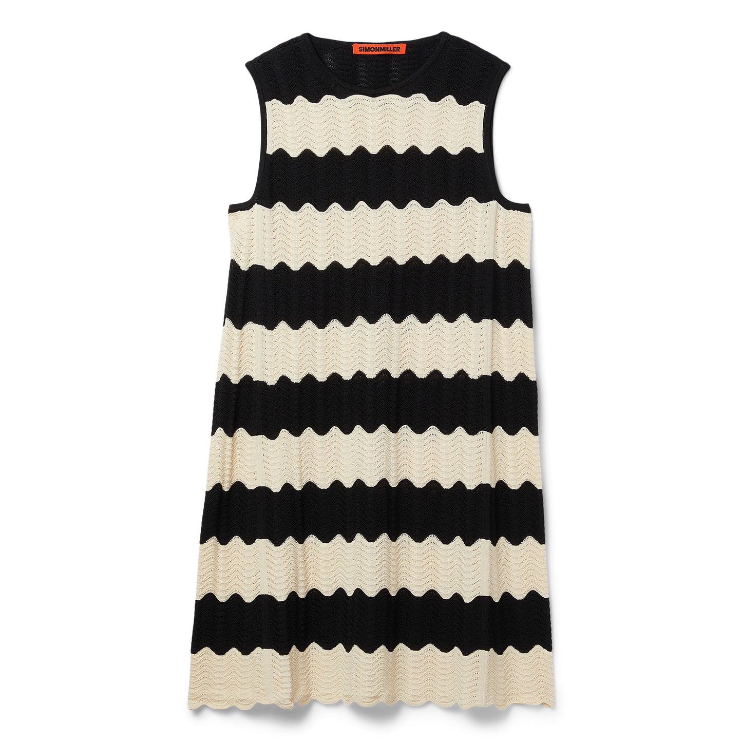 Simon Miller Moji Knit Mini Dress (Black/Macadamia Wave Stripe)