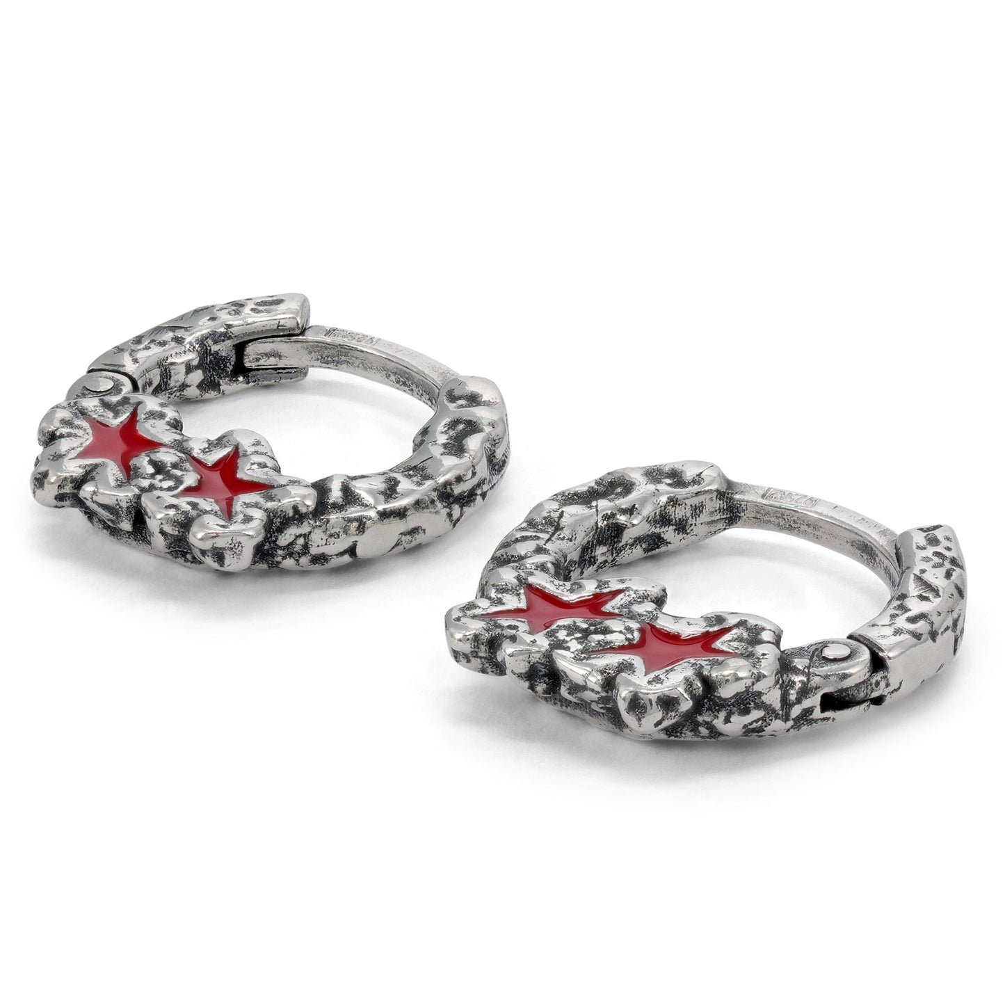 TwoJeys Red Melted Stars Earrings (Silver)