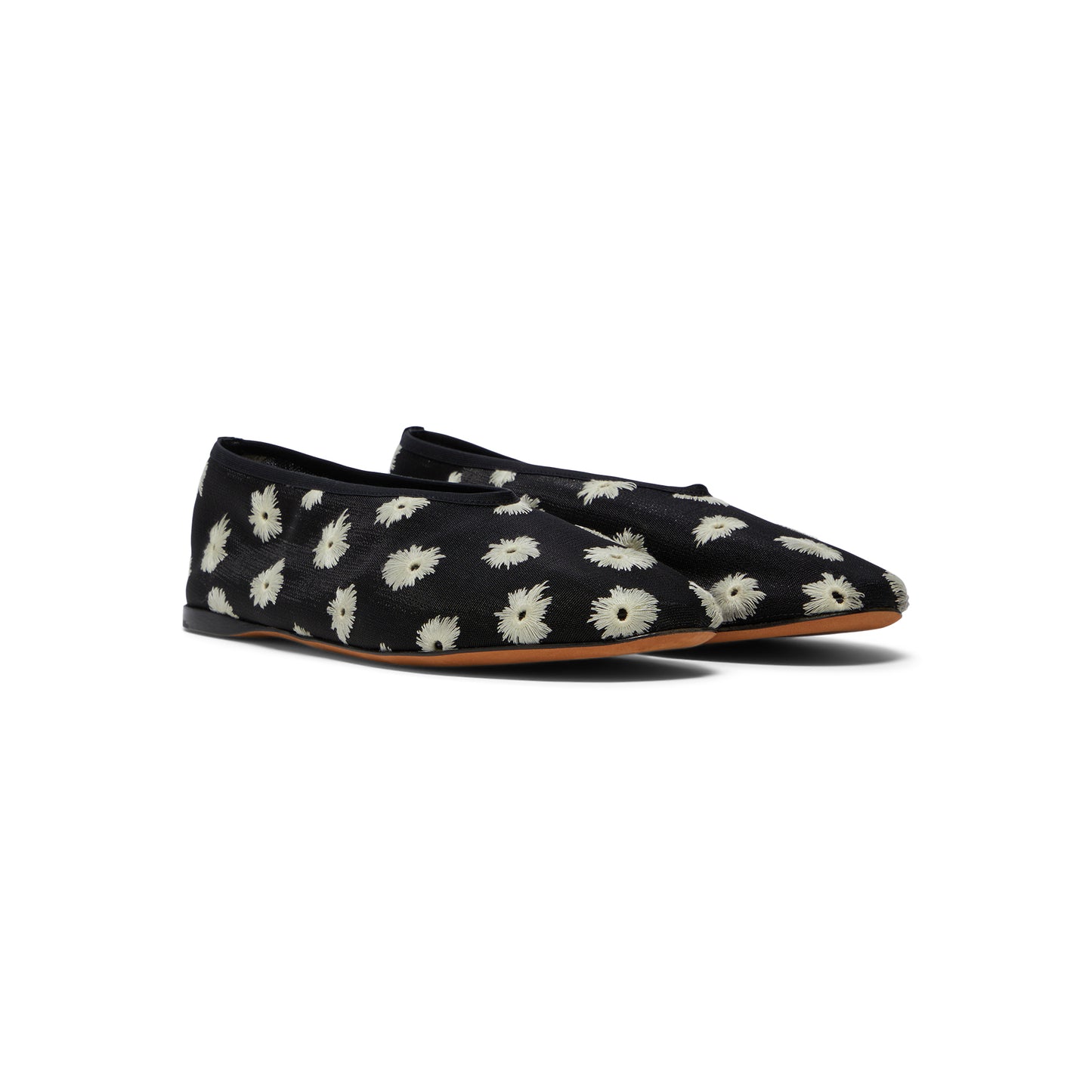 Proenza Schouler Tee Embroidered Stretch Mesh Slippers (Black/Resin)
