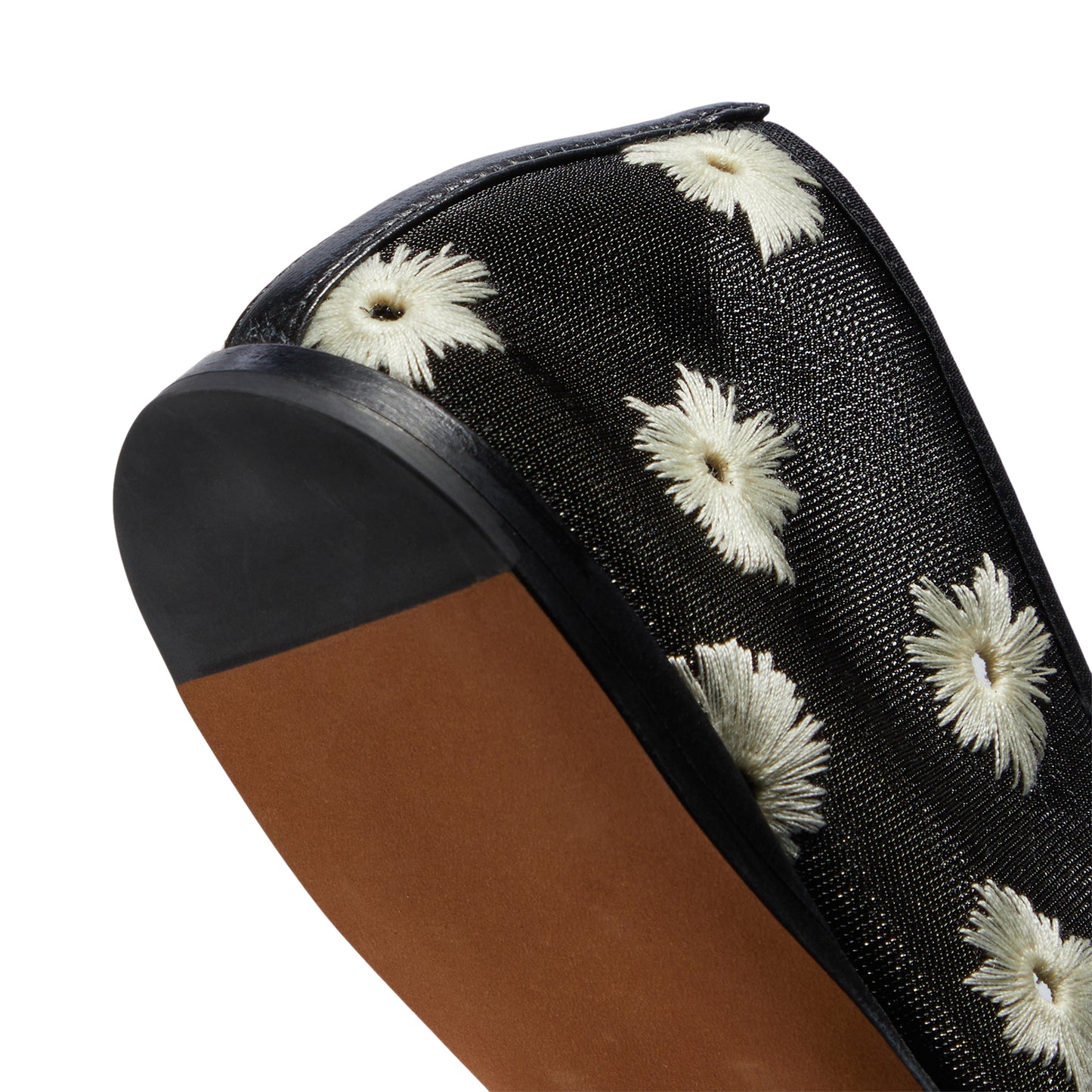 Proenza Schouler Tee Embroidered Stretch Mesh Slippers (Black/Resin)