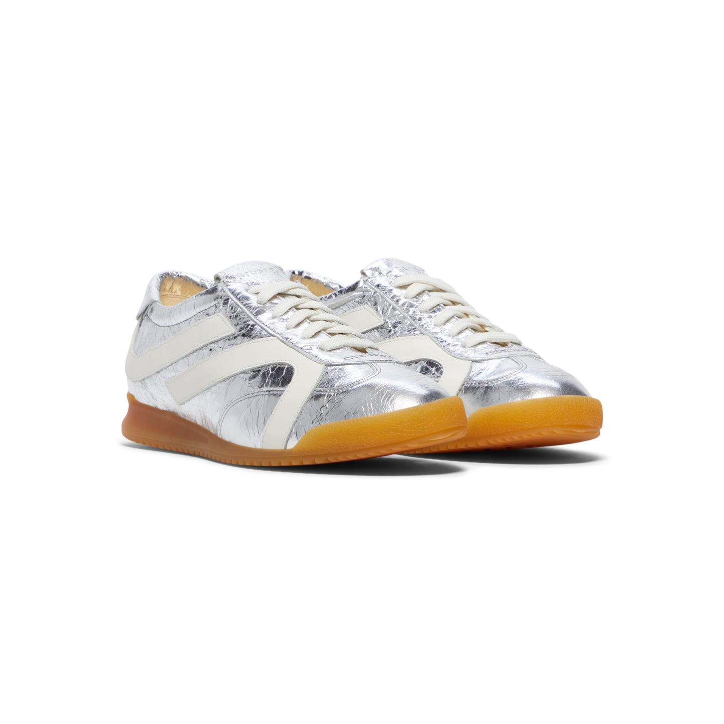Proenza Schouler Track Sneakers Crinkled Metallic (Silver/Ecru)