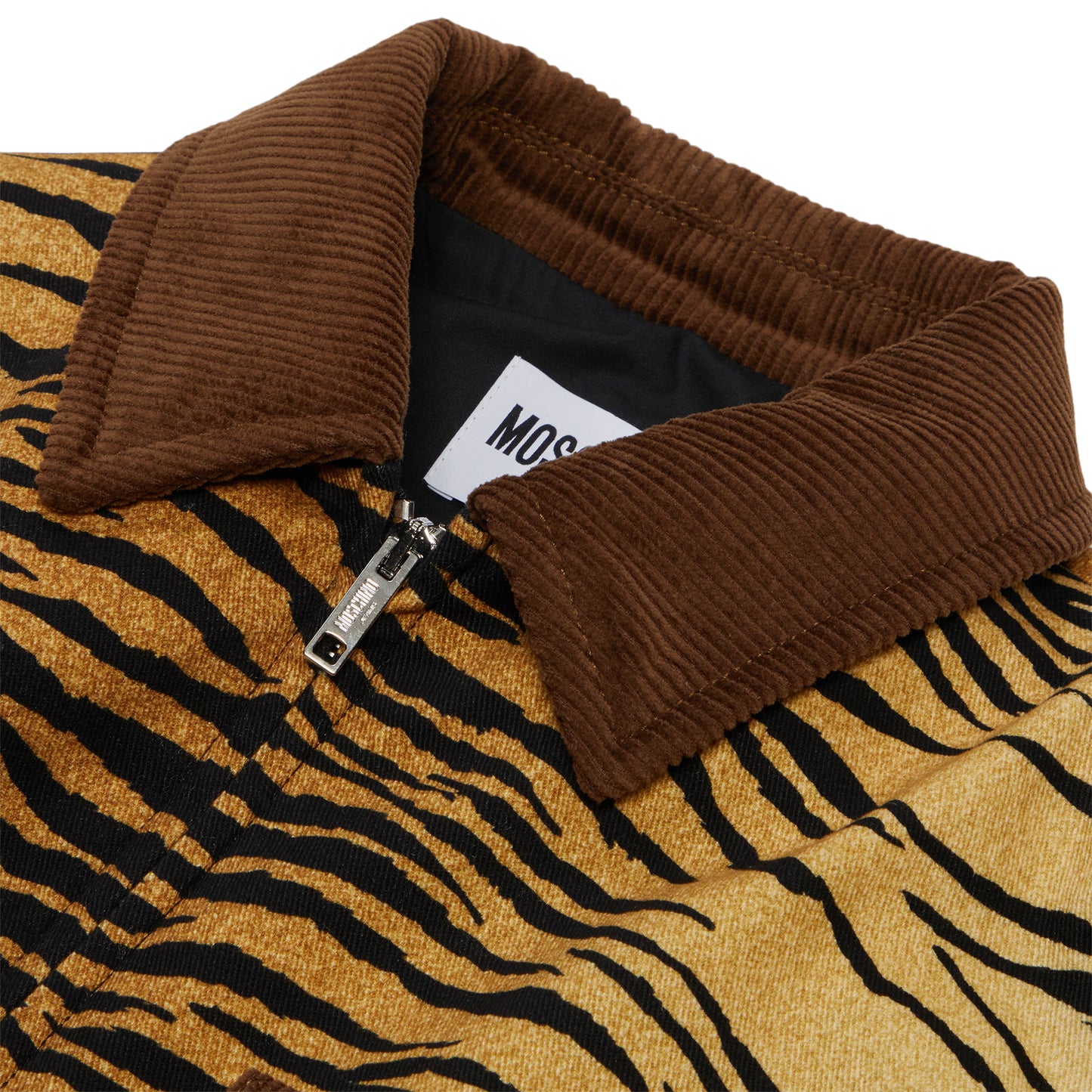Moschino Jeans Printed Cotton Gabardine Jacket (Multi Brown)