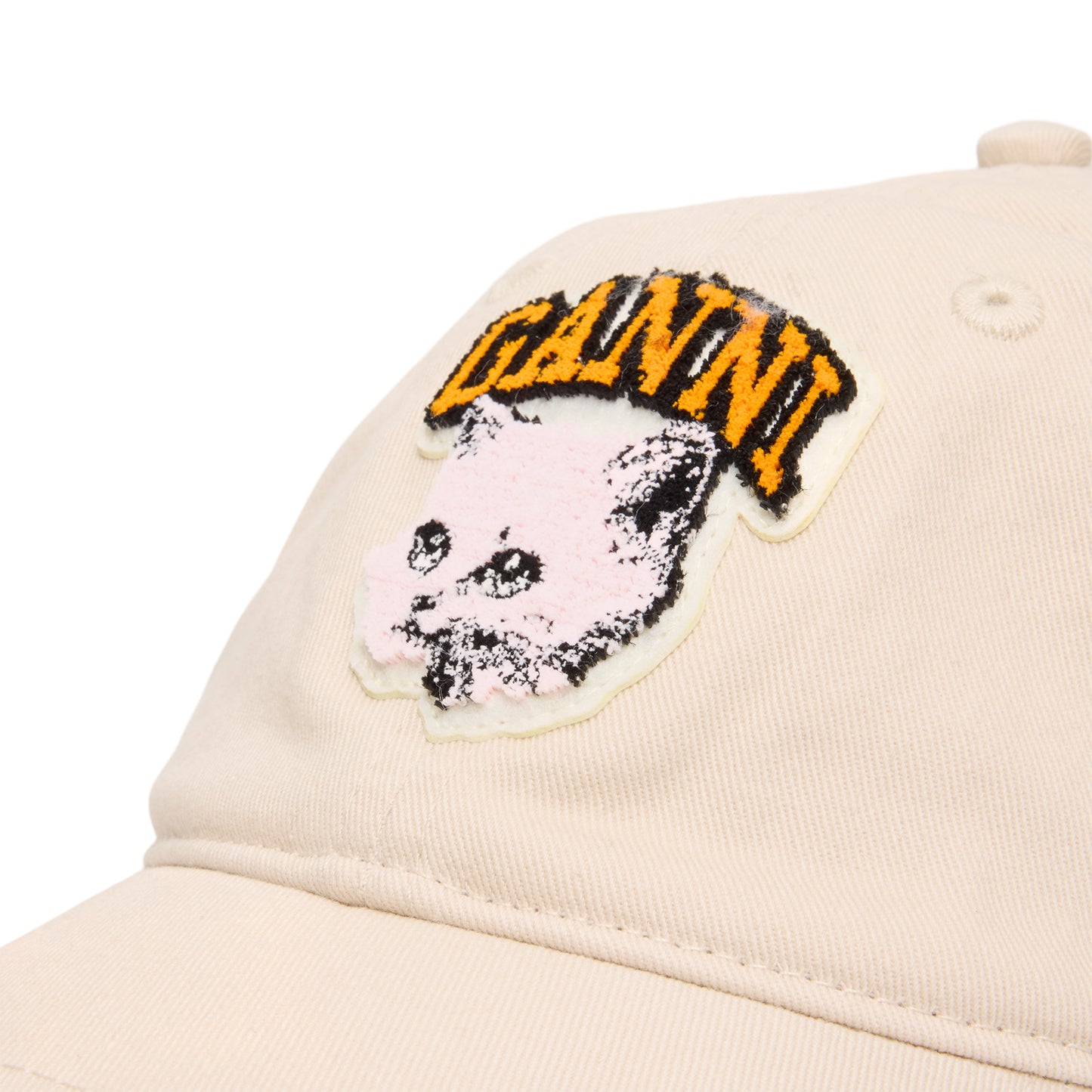 GANNI Washed Cotton Canvas Cat Cap (Egret)
