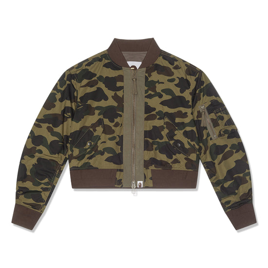 A Bathing Ape Womens 1st Camo Cropped Bomber Jacket (Green)