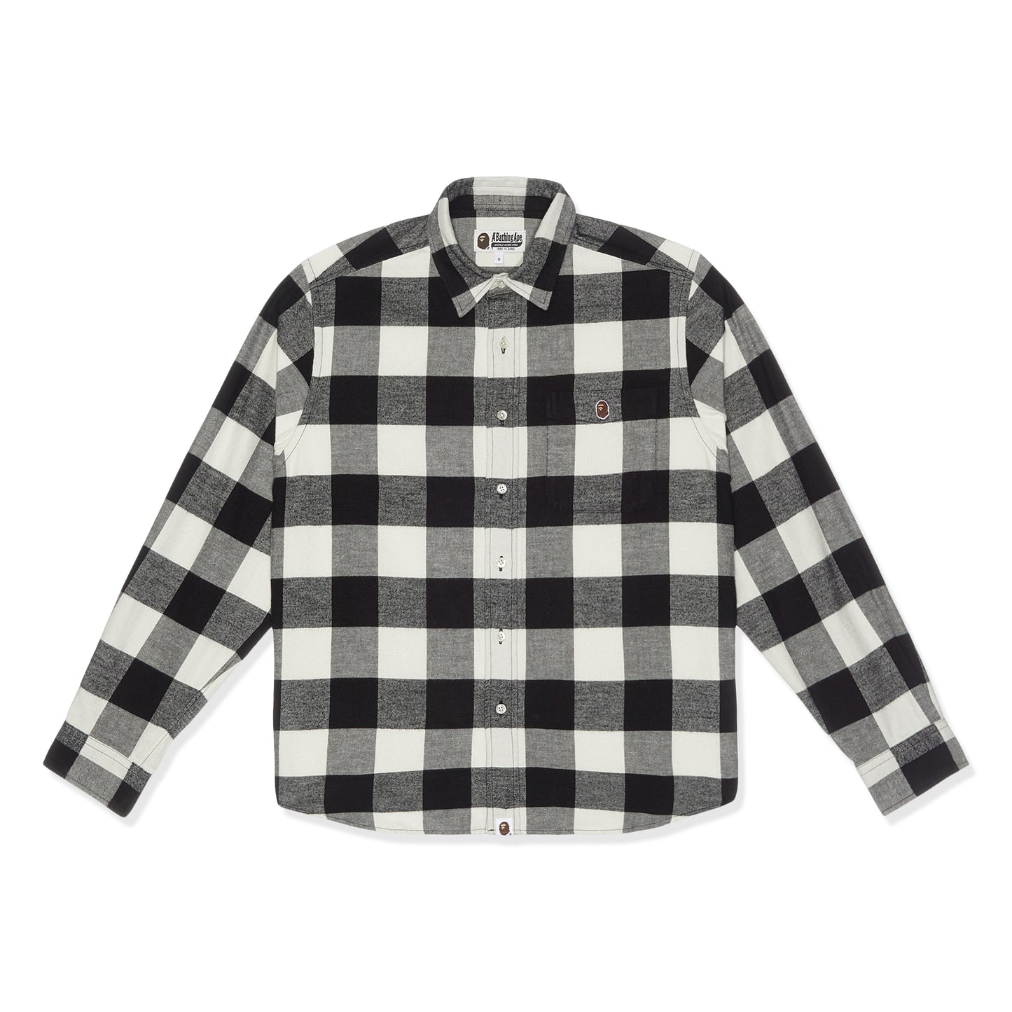 A Bathing Ape College Block Check Relaxed Fit Shirt (White)