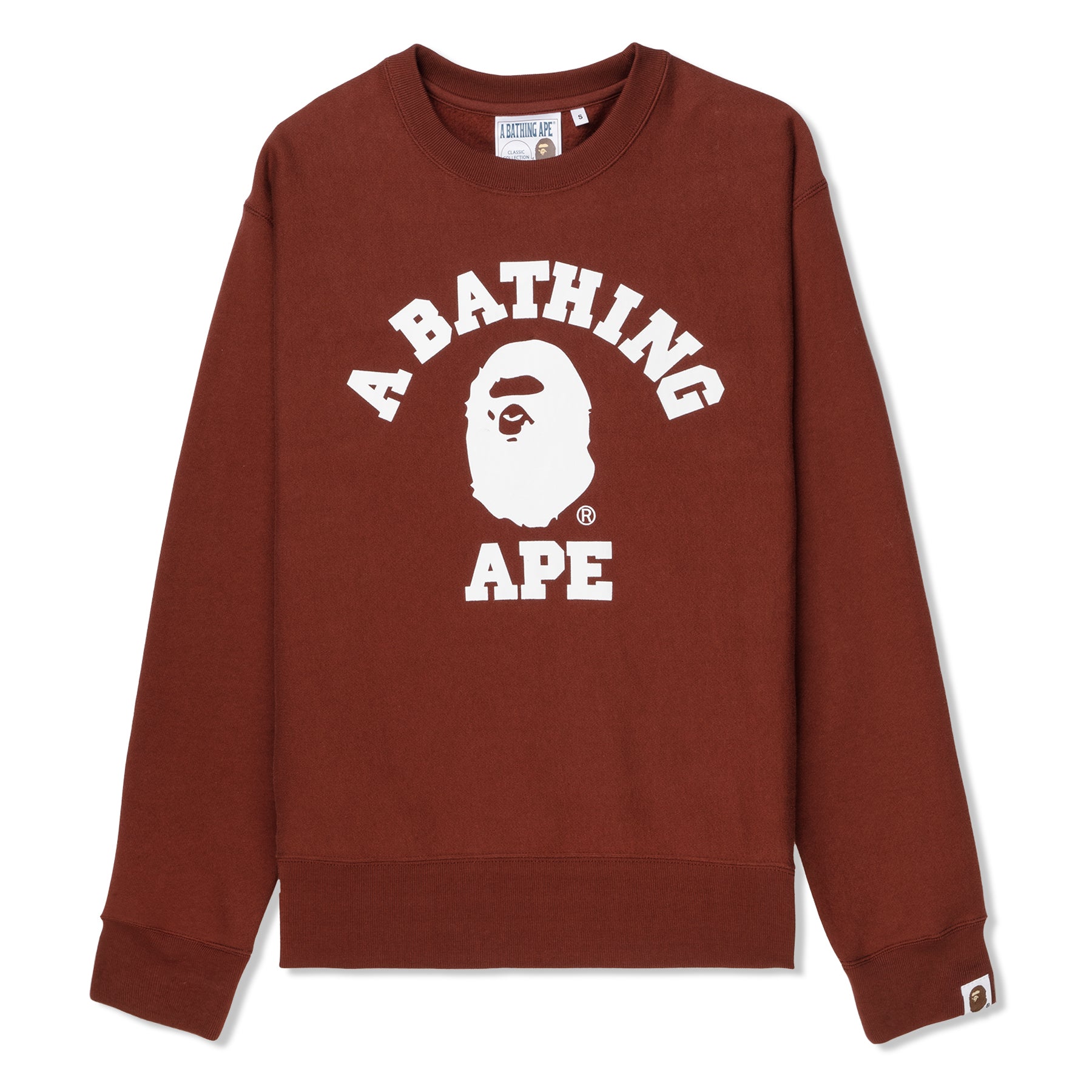 A Bathing Ape College Relaxed Fit Crewneck (Burgundy) – Concepts