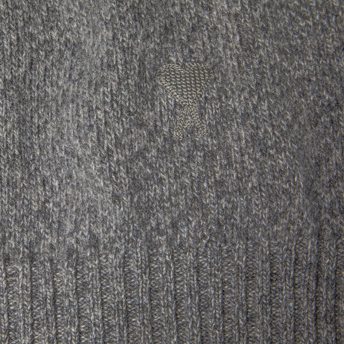 Ami Tonal Heart Cashmere Sweater (Heather Grey)