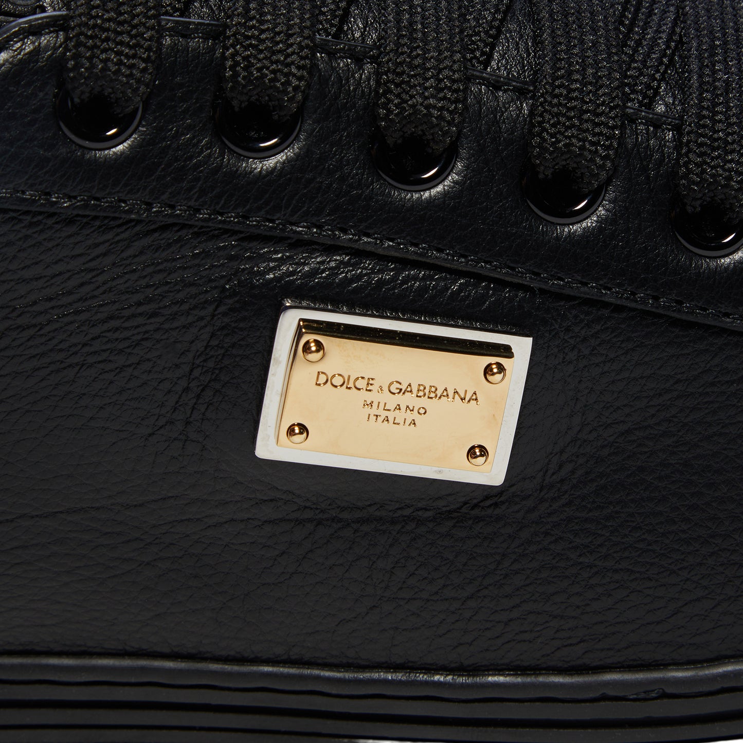 Dolce & Gabbana Saint Tropez Calfskin Low-Top Sneakers (Black)