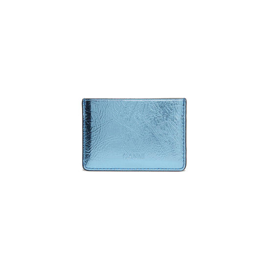 GANNI Bou Card Holder Metallic (Blue Curacao)