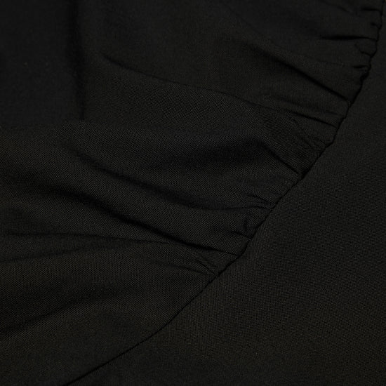 GANNI Drapey Melange Cropped Zipper Blouse (Black)
