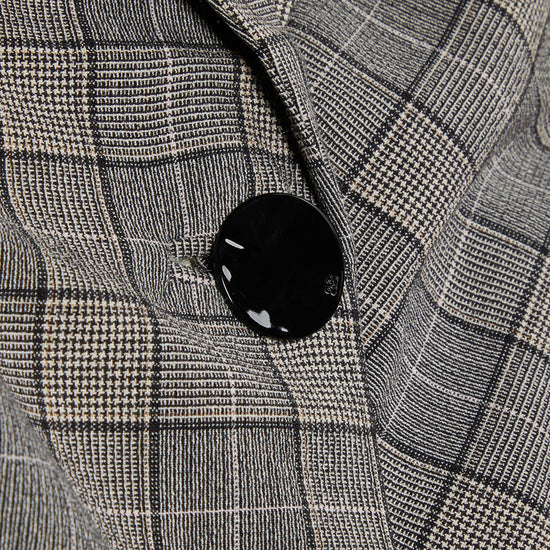 GANNI Check Mix Fitted Blazer (Frost Gray)