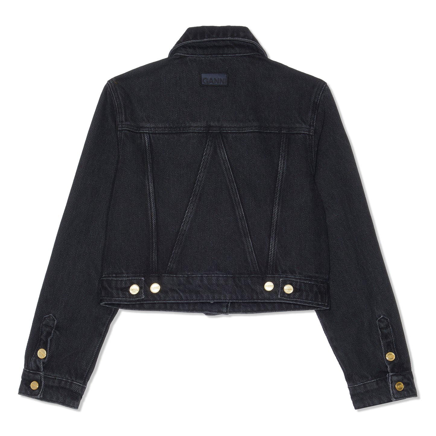GANNI Heavy Denim Cropped Jacket (Washed Black/Black)