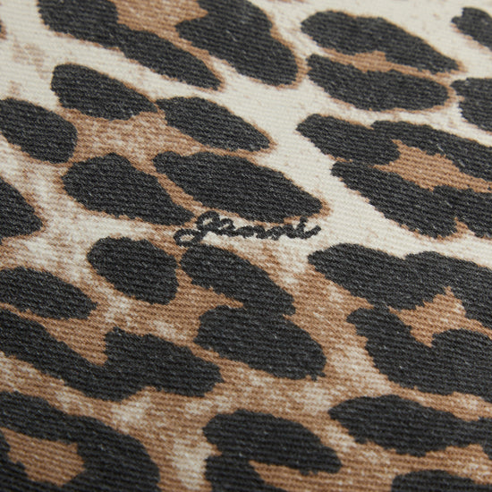 GANNI Print Denim Open-back Mini Dress (Leopard)