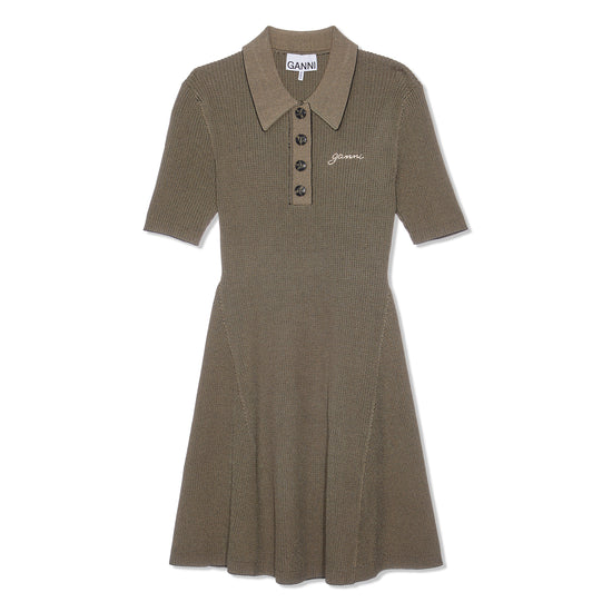 GANNI Melange Knit Mini Dress (Safari)