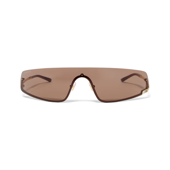 Gucci Shield Sunglasses (Gold/Brown)