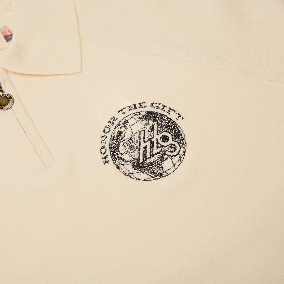 Honor The Gift Knitted Zip LS Polo (Bone)