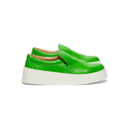 JW Anderson Cracked Leather Slip On (Bright Green)