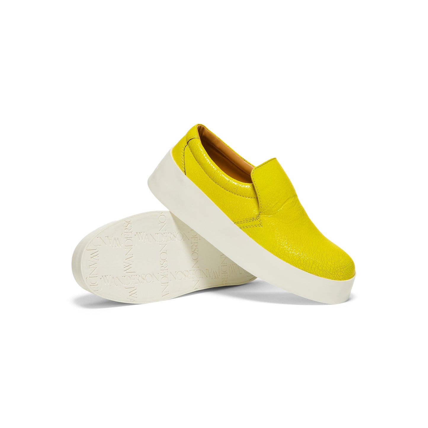 JW Anderson Cracked Leather Slip On (Bright Yellow)
