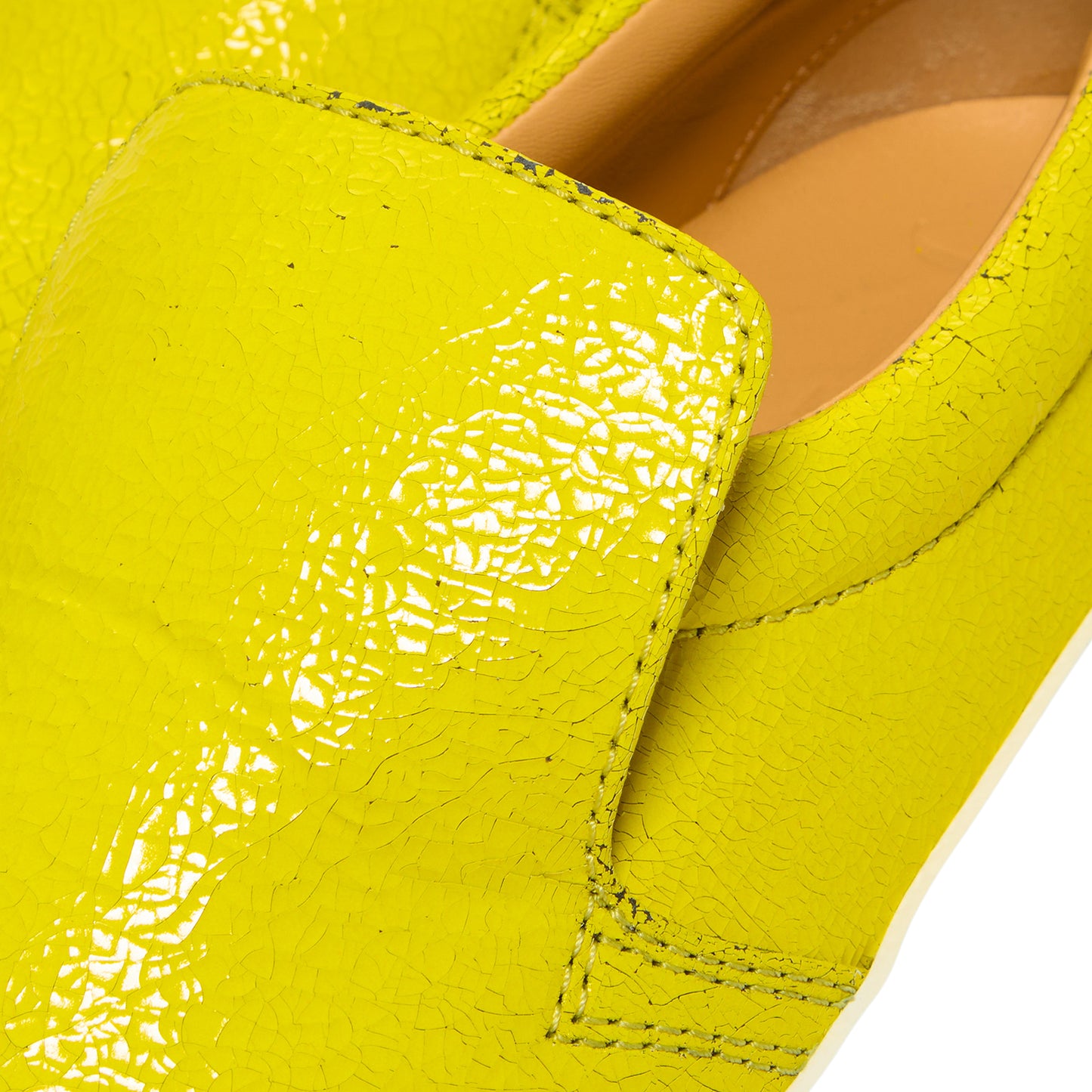 JW Anderson Cracked Leather Slip On (Bright Yellow)