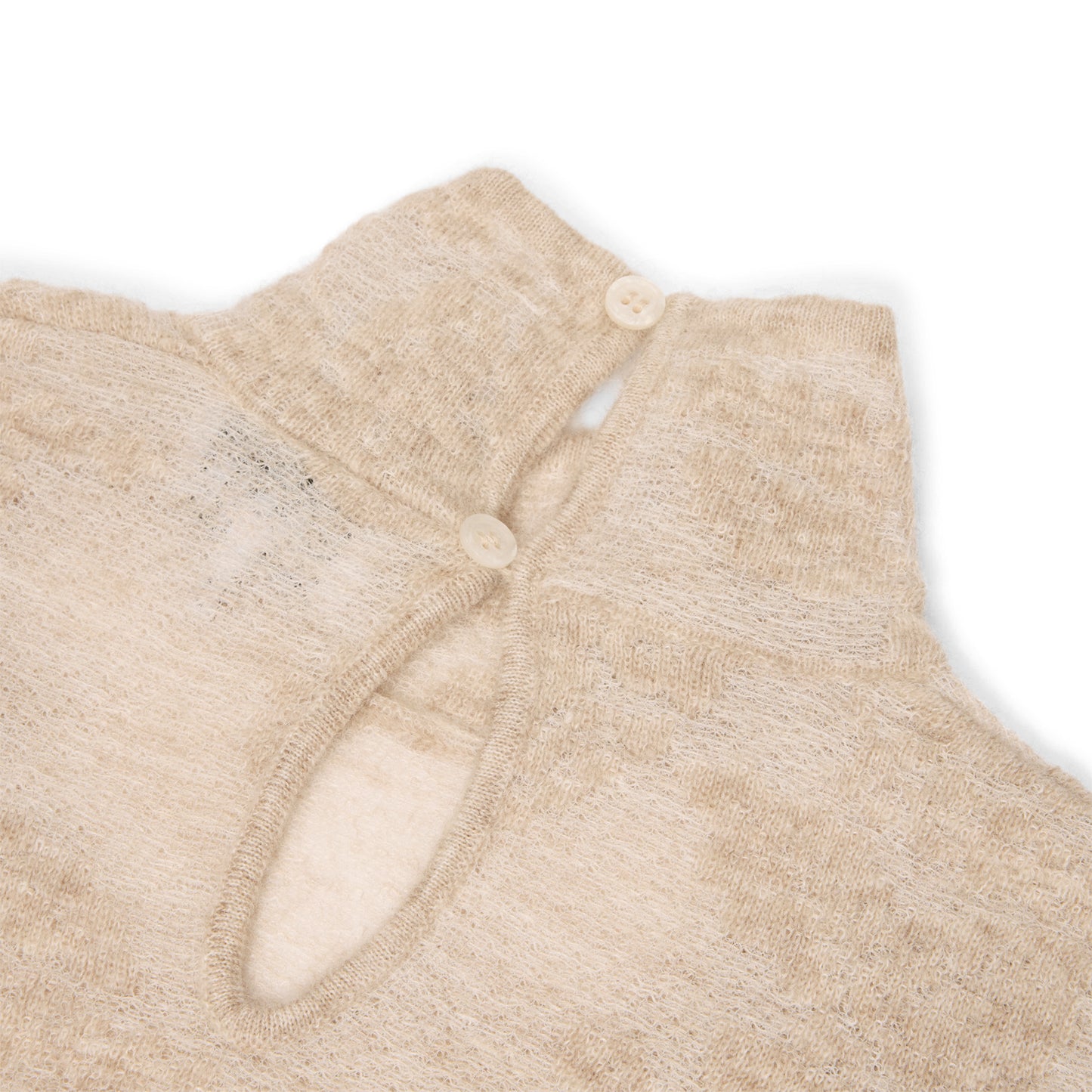 GANNI Sheer Flower Jacquard Mockneck (Sand)