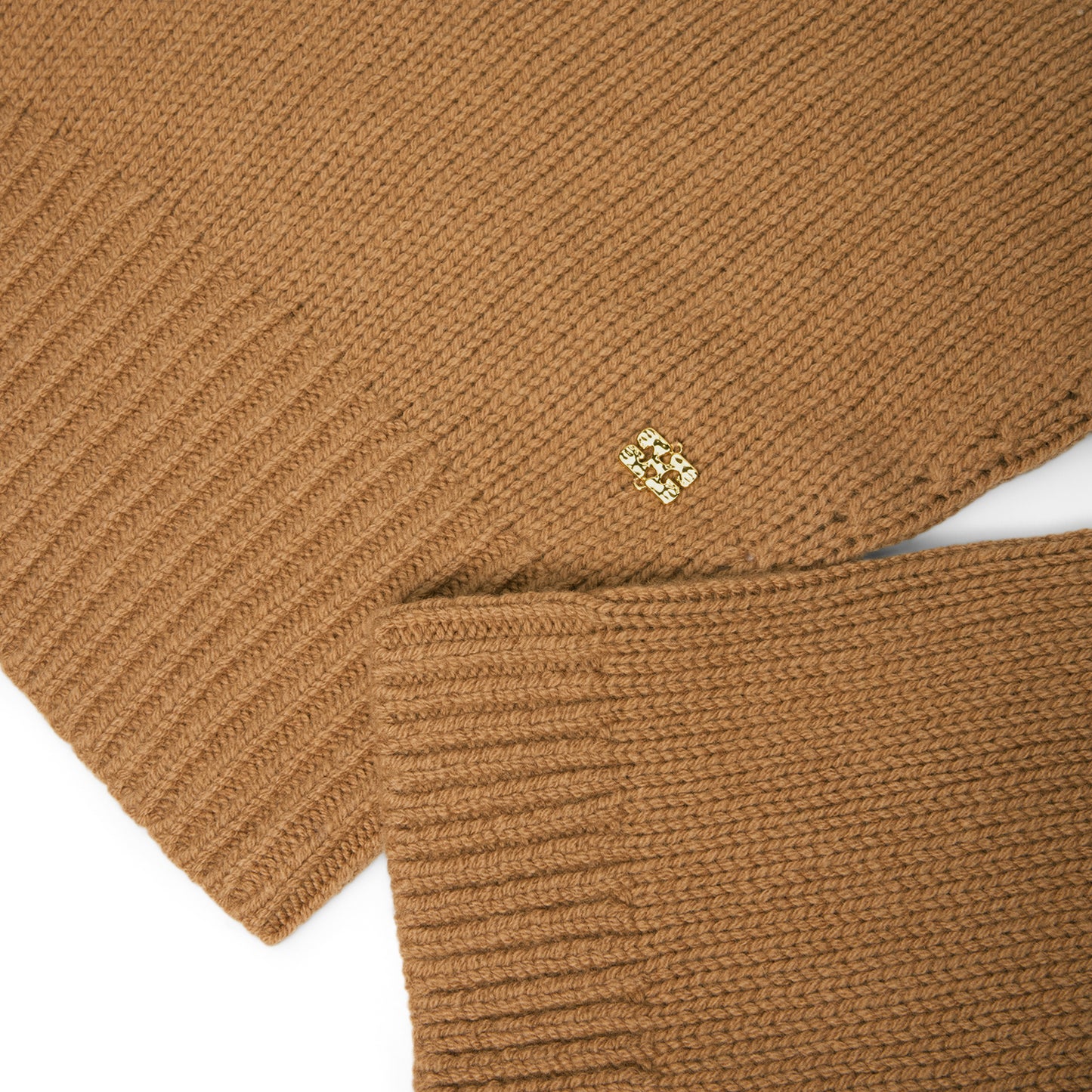 GANNI Wool Yak Mix Deep V-Neck (Tiger's Eye)