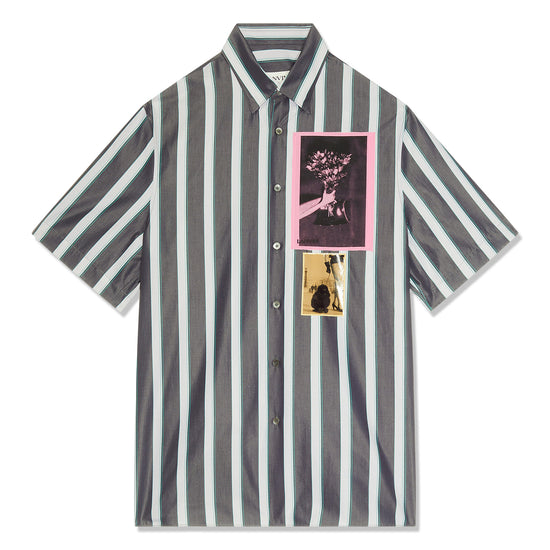 Lanvin Artwork Printed Short Sleeve Shirt (Slate)