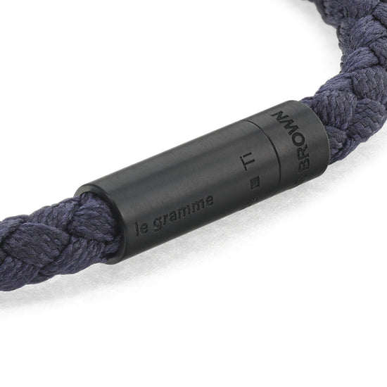 Le Gramme 5G Brushed Titanium Cable Orlebar Brown Bracelet (Navy/Black)