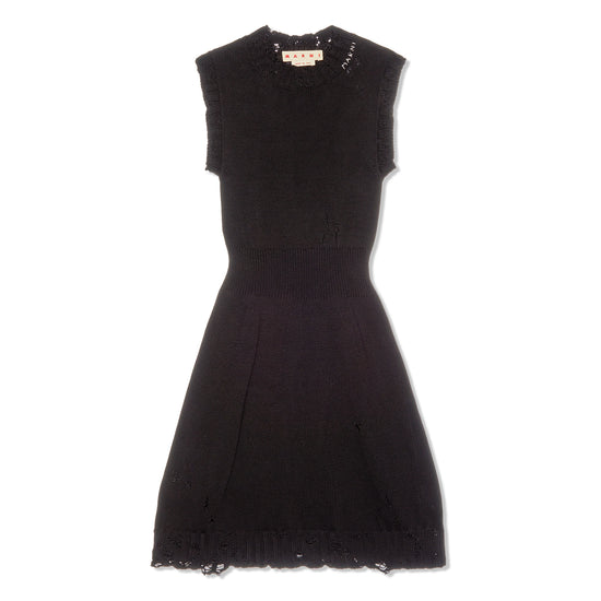 MARNI Disheveled Cotton Knitted Dress (Black)