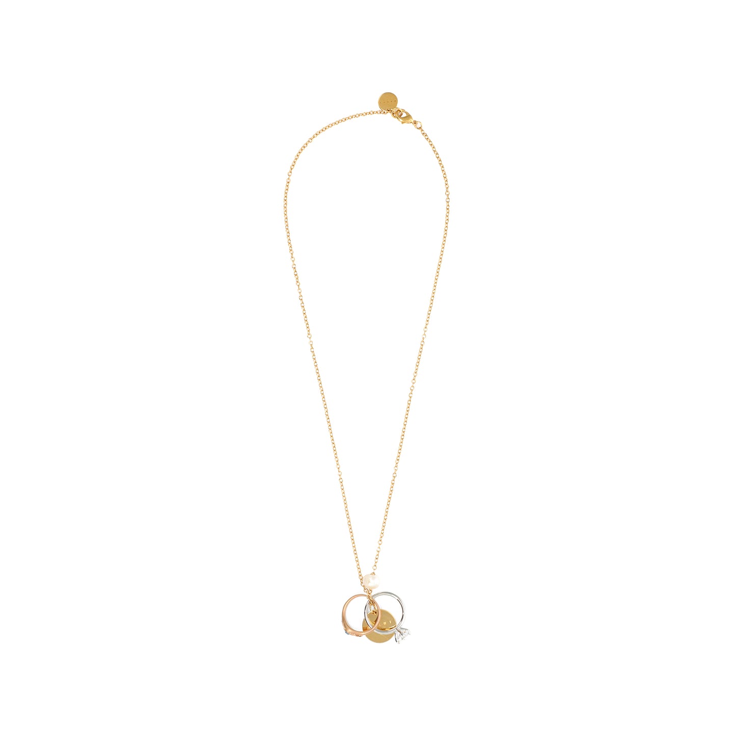 MARNI Pearl and Ring Charm Necklace (Deep Gold)