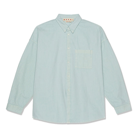 MARNI Shirt Logo Patch Long-Sleeved Shirt (Aquamarine)