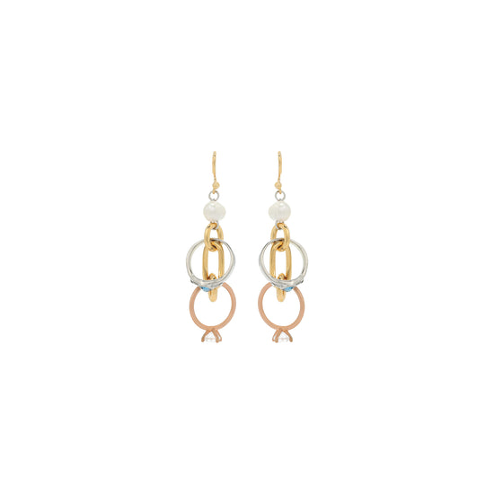 MARNI Drop Chain and Ring Earrings (Vintage/Deep Gold)
