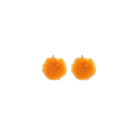 MARNI Fluffy Pom-Pom Earrings (Orange)