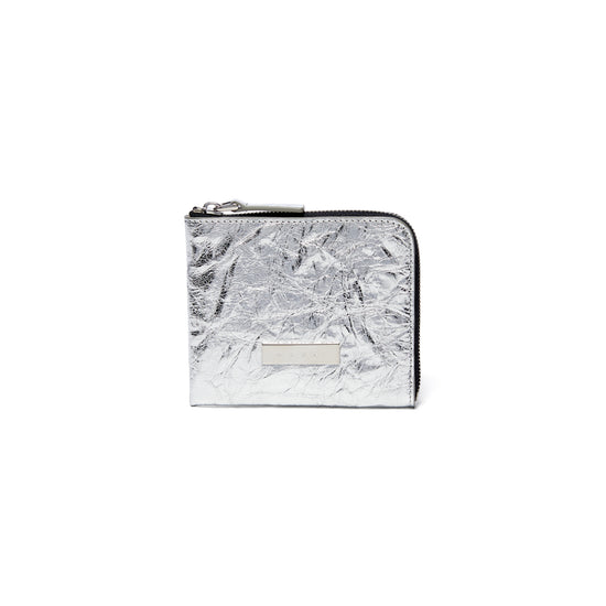 MARNI Leather Zip-Around Prisma Wallet (Silver)