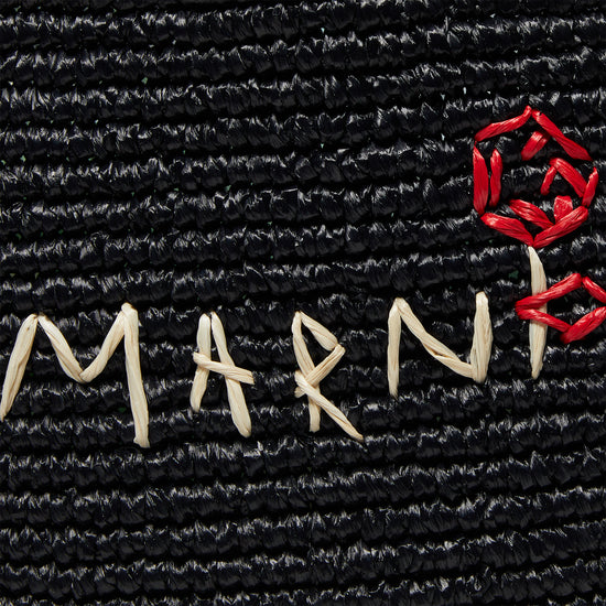 MARNI Macramé Sillo Small Shopping Bag (Black/Ivory)
