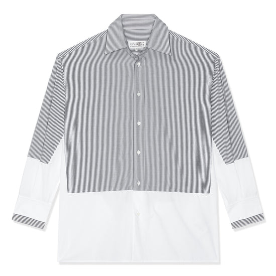 MM6 Maison Margiela Spliced Long-sleeve Shirt (Dark Grey/White)