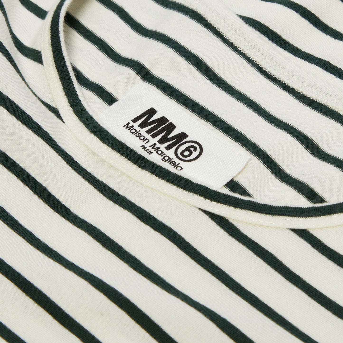 MM6 Maison Margiela Stripped Cotton Jersey T-Shirt (Off White/Poison Green)