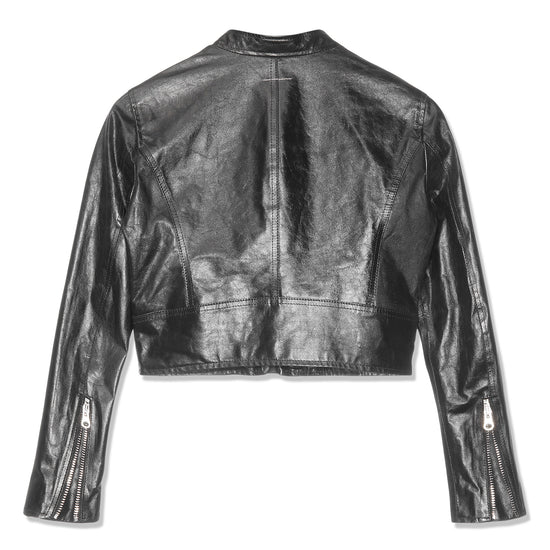 MM6 Maison Margiela Fitted Leather Biker Jacket (Black)