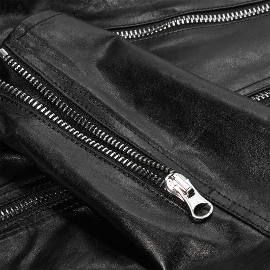 MM6 Maison Margiela Fitted Leather Biker Jacket (Black)