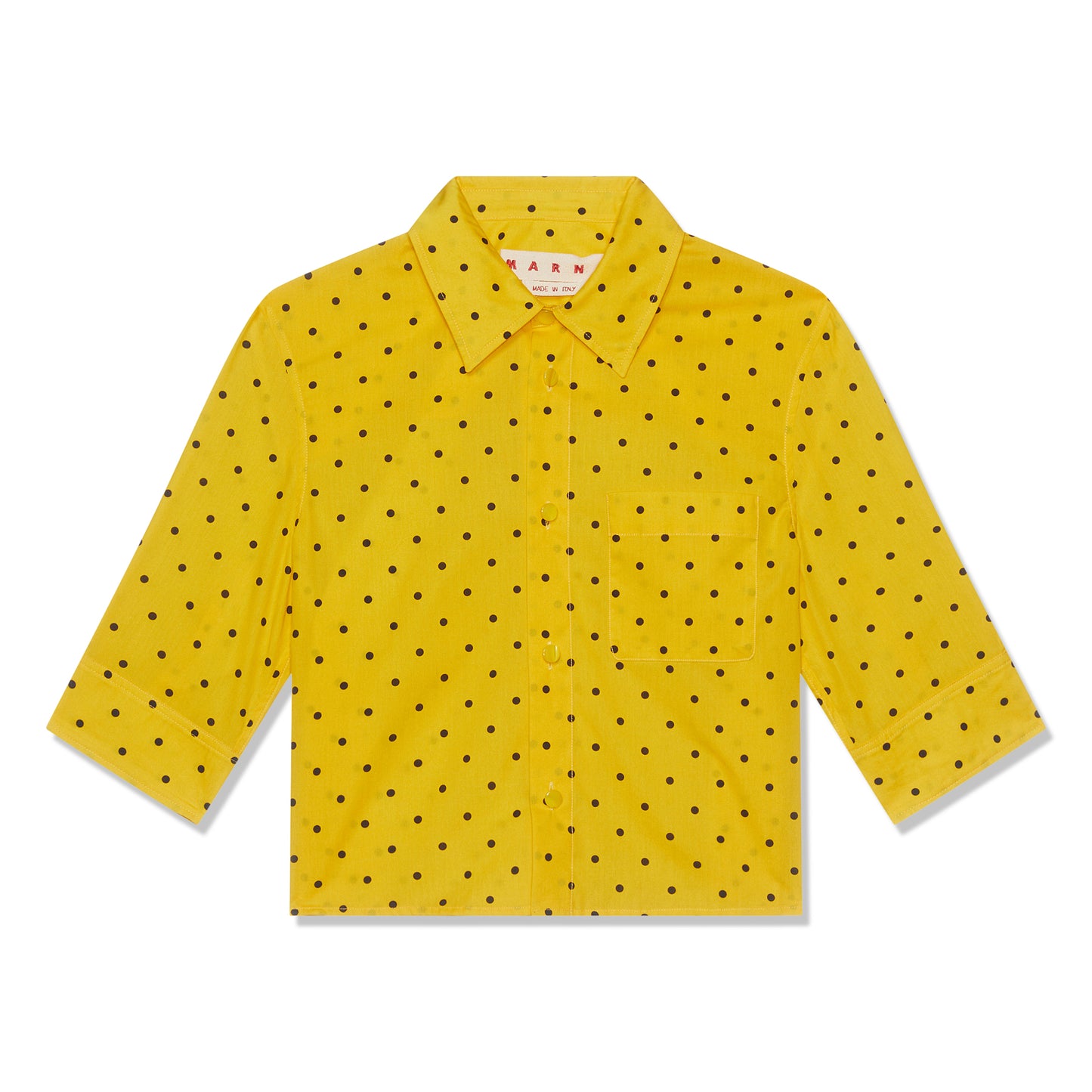 Marni Polka Dot Print Three-Quarter Sleeve Shirt (Maize)