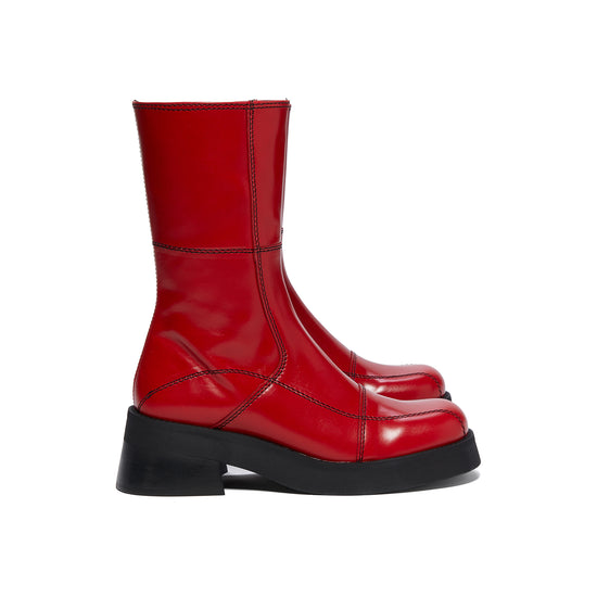 Miista Heya Leather panel Boots (Red)